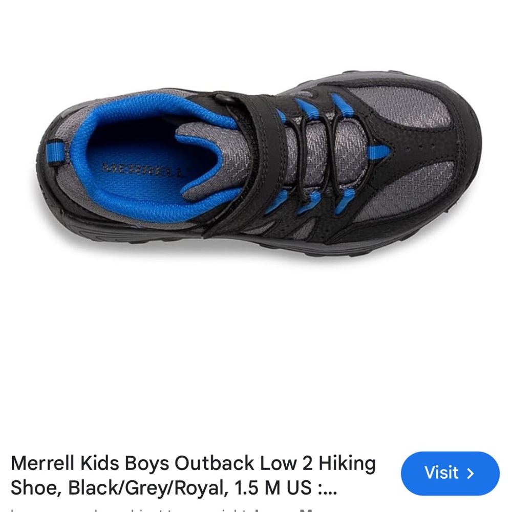 Merrell Boy Size 2 Outback Low 2 Hiking Shoe